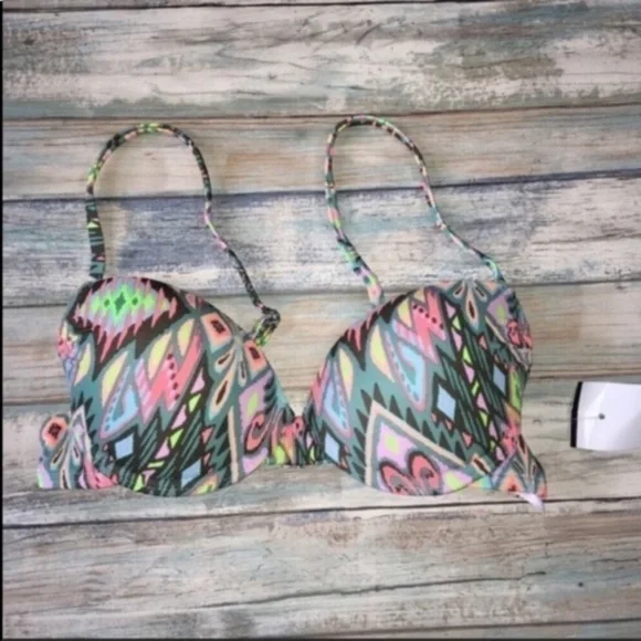 Xhilaration Green Push Up Bikini Top - Picture 2 of 6